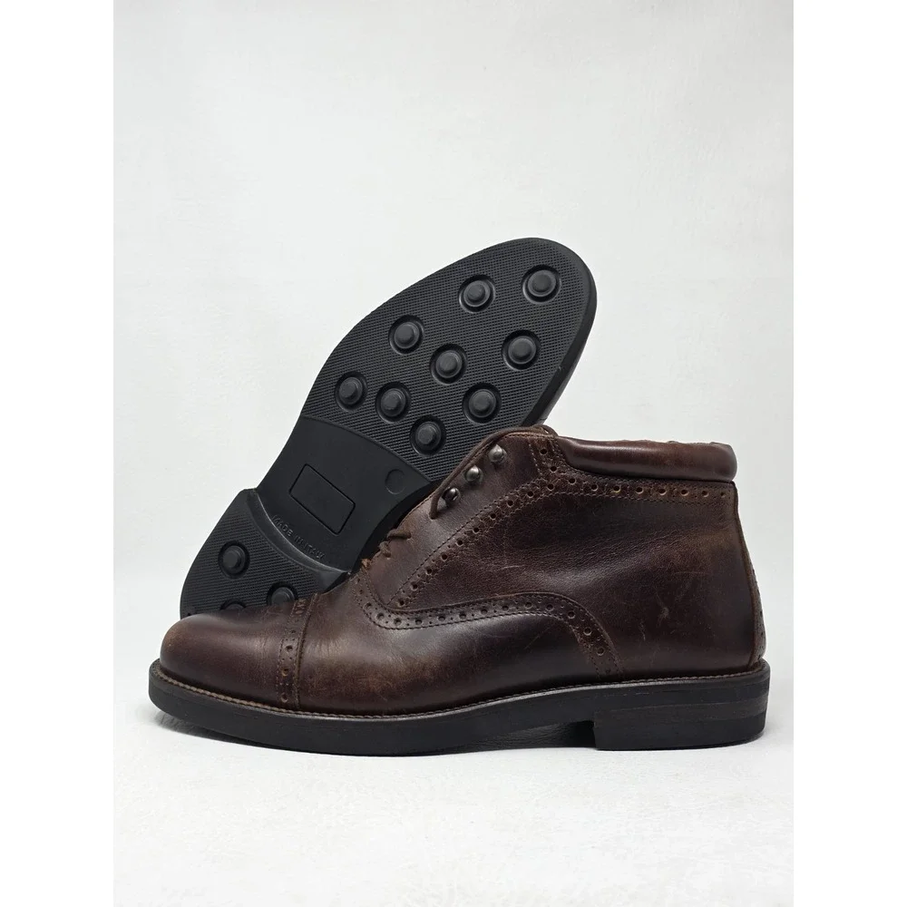 Johnson & Murphy Mens Size 7.5 Brown Leather Laces Dress Boots Made In Italy